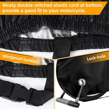 Capa para Moto, XXL Impermeável para Motocicleta Outdoor&Indoor em Poliéster, Capa para Scooter e Bicicletas, Proteção Anti-Pó/UV, Lona para Interior e Exterior com Orifícios de Bloqueio
