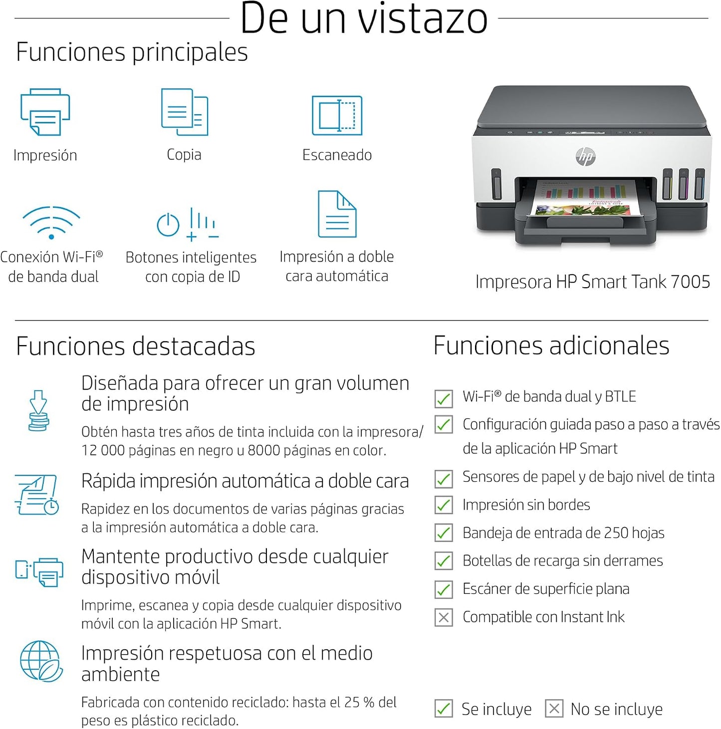 HP Smart Tank 7005 28B54A - Impressora A4 multifunções