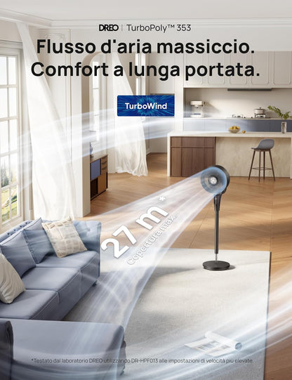 Dreo Ventoinha de mesa inteligente, 28 dB, diâmetro de 18 cm, 4 velocidades, 5 modos, temporizador 12h, oscilação 120° 90
