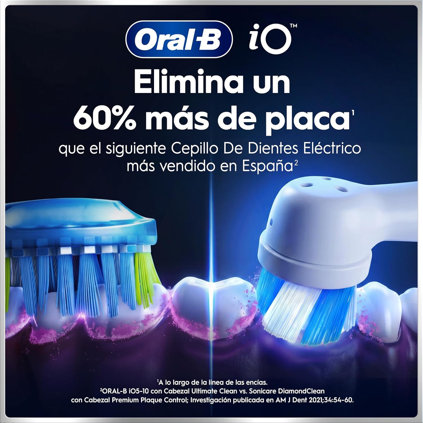 Oral-B iO 6 Escova de dentes elétrica preta com cabo recarregável, 3 cabeças, 1 estojo de viagem, 5 modos de escovar com branqueamento dental