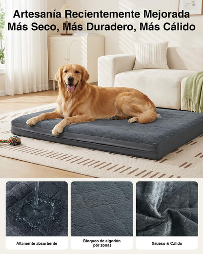Cama cão grande - 104 x 68 x 8 cm, colchão impermeável para cães, uma face de pele sintética