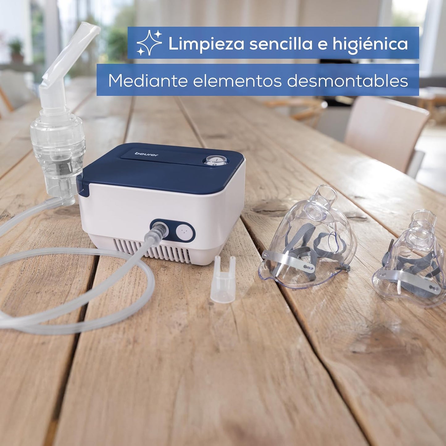 Beurer IH 16 Inalador com tecnologia de ar comprimido com compressor, nebulador, design compacto, para tratamento das vias respiratórias, adequado para adultos e crianças, limpeza simples