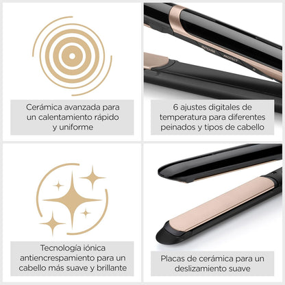 BaByliss Ferro de cabelo super smooth - tecnologia iónica anti-frizz, tapete térmico, placas de cerâmica