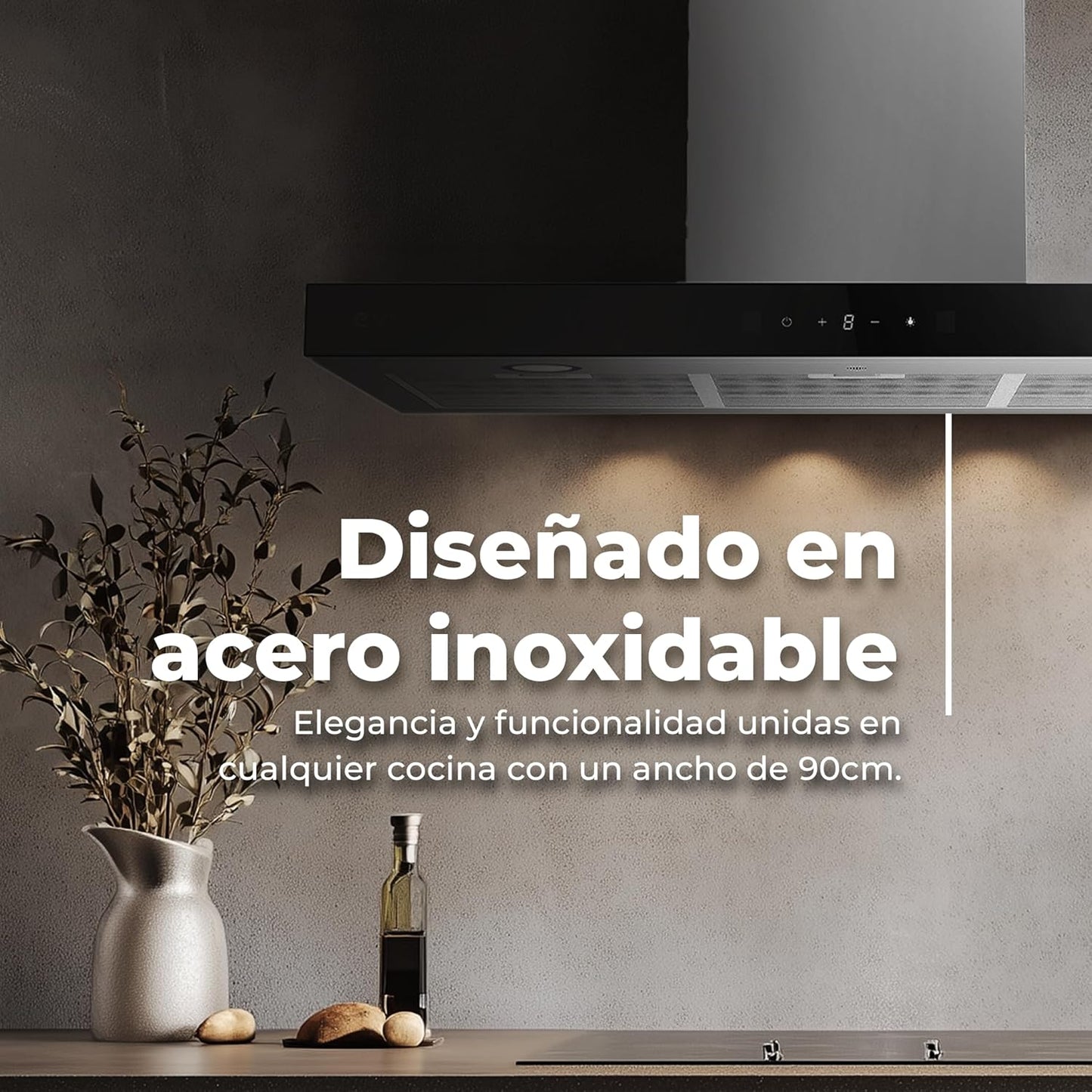 EVVO Exaustor decorativo CE36, 90 cm de largura, potência 650 m³/h