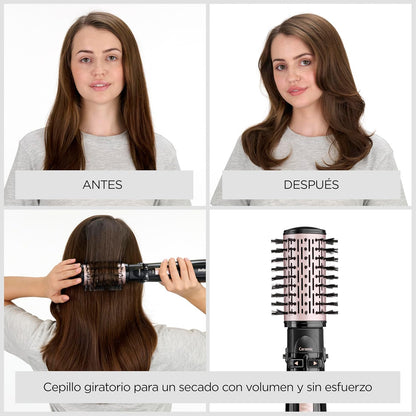 BaByliss Secador, Alisador e Styler - Escova rotativa de ar, Styler iônico com 4 acessórios, Escova Volumizadora, Escova Secador de cabelo, Preto, AS200E