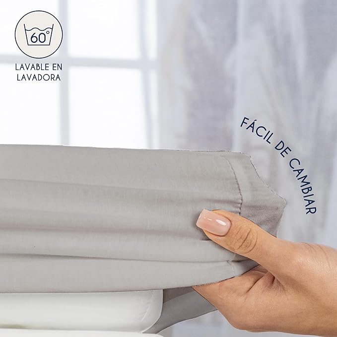 Dreamzie Lençol de baixo de algodão, com elástico | Elástico · Com borracha em todo o contorno · Certificado Oeko-Tex