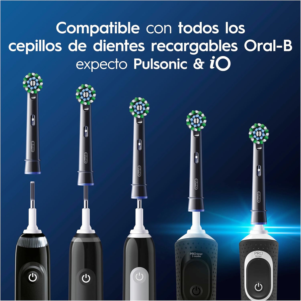 Oral-B Pro CrossAction Cabeças de Substituição ORIGINAIS para Escova de Dentes Elétrica Oral B Pro, Pack de 10 Reposições Com Indicador de Uso, Preto (Tamanho Buzón)