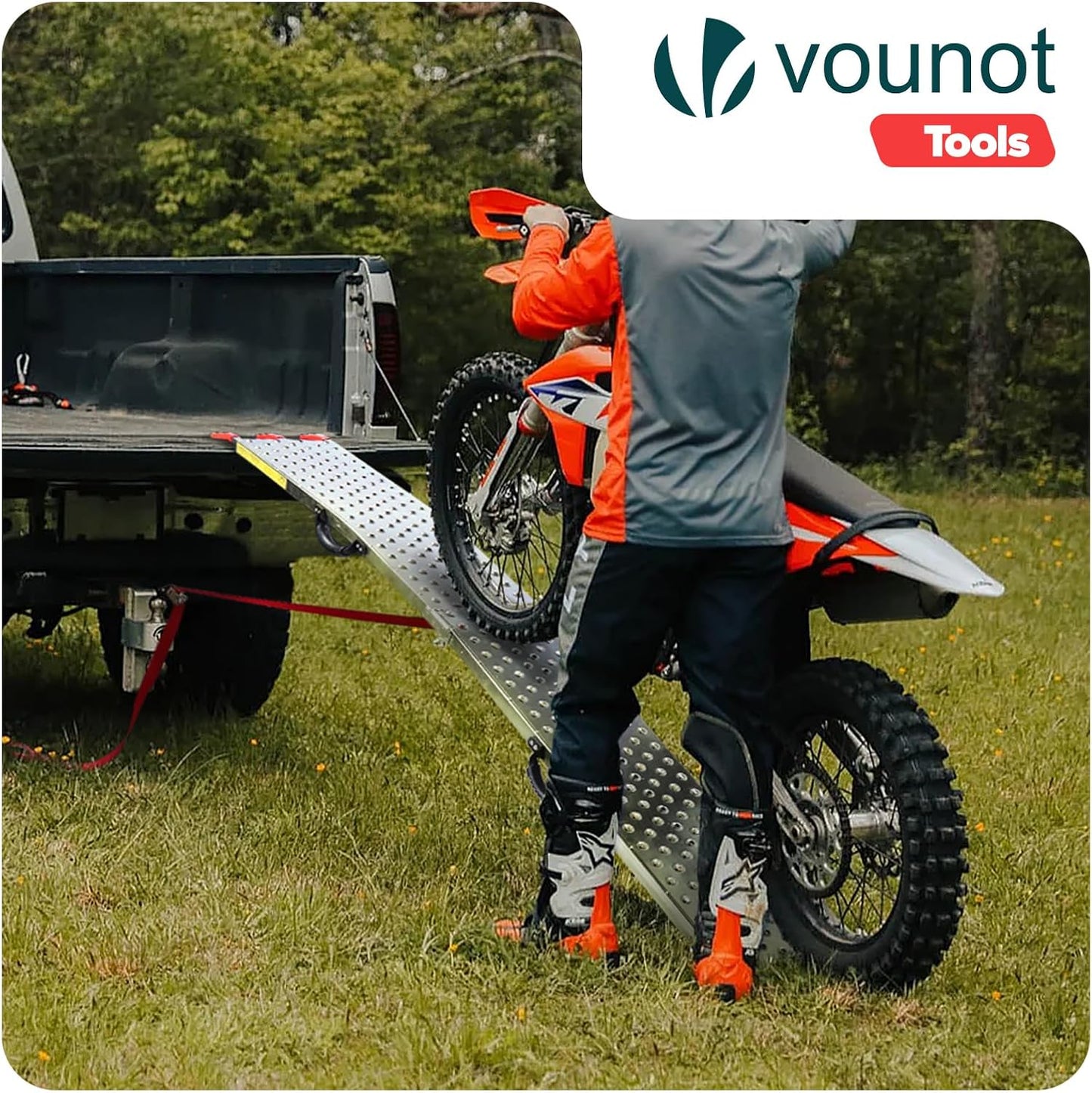 VOUNOT® Rampa de Carga Dobrável 400 kg Máx. de Capacidade, Rampa de Acesso com Trilho