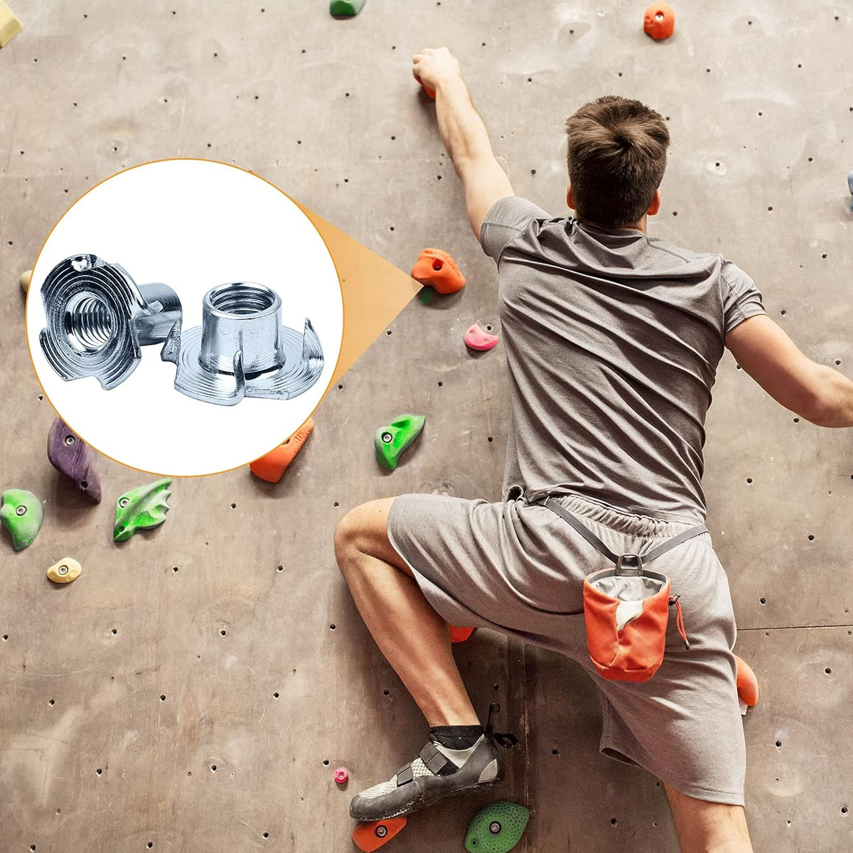 Conjunto VIGRUE de 175 porcas drive-in com 4 pontas drive-in, aço galvanizado, disponível em M5, M6, M8, M10, rosca de impacto para fixação de componentes, para madeira, plástico