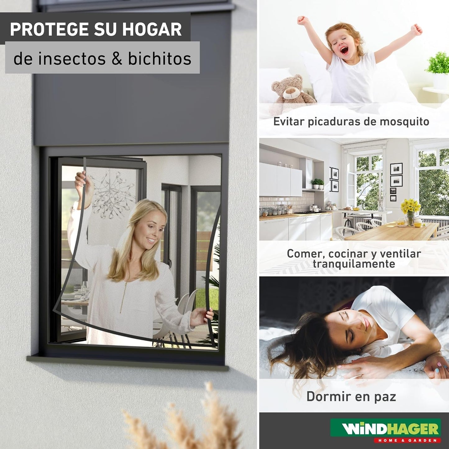 Windhager Mosquiteiro para janela com moldura "Pop-Up Screen", 100 x 120 cm