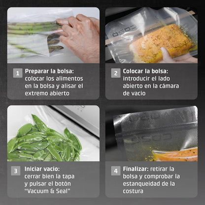 CASO VC 10 - Embaladora a vácuo doméstica compacta - máquina a vácuo de alimentos - costura de soldagem de 30 cm de comprimento e estável - Aplicação gratuita Food Manager - prateado