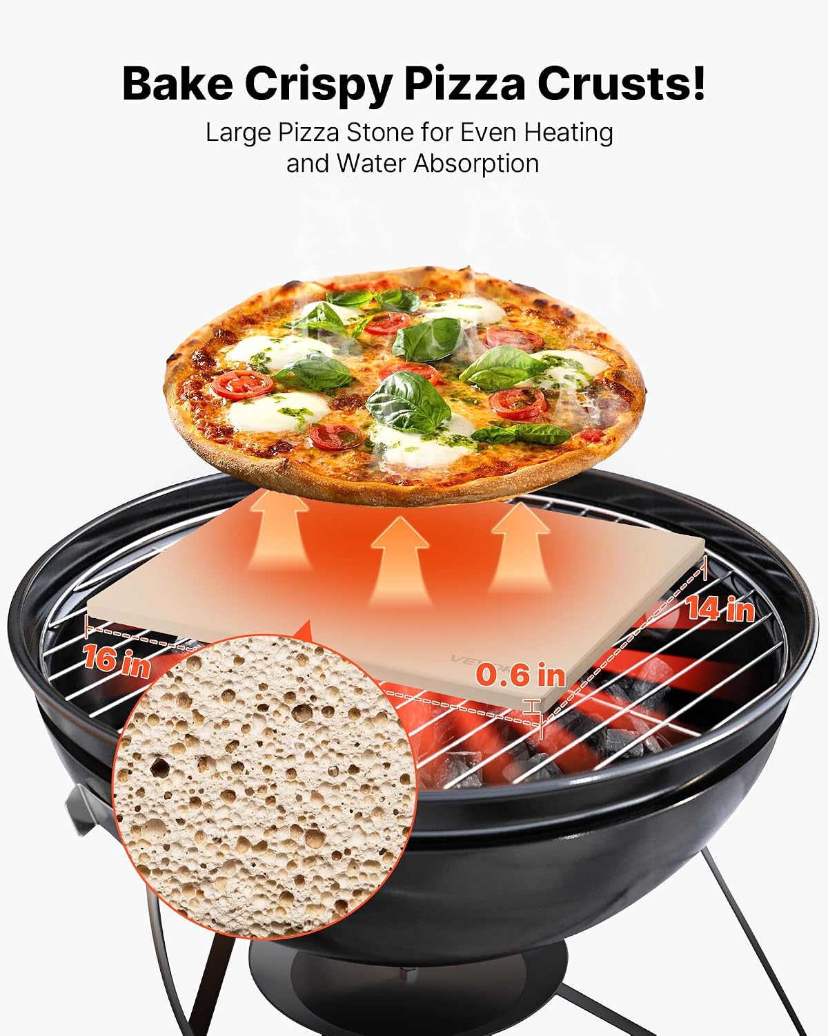 VEVOR Pedra para assar pizza 406 x 355 mm, retangular de cordierite, placa grande com raspador, 1,5 cm de espessura,