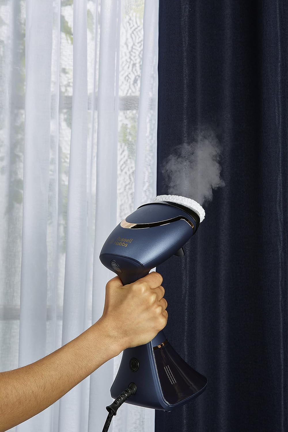 Russell Hobbs Ferro Vertical [1800W, 32g de geração de vapor] Steam Genie Aroma (base de cerâmica, tanque 200 ml, 3 acessórios, difusor de aroma, elimina rugas, plancha e reduz odores) 28041-56
