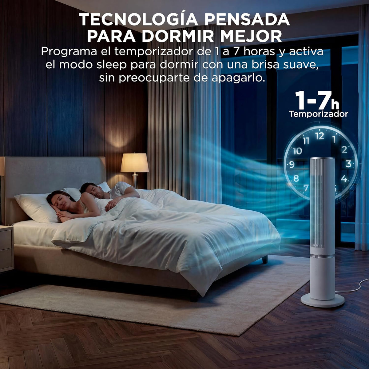 MIDEA Ventilador de torre de 4 velocidades com controlo remoto, ventilador de torre silencioso com oscilação de 90º - refrigerador de ar com temporizador - climatizador frio potente até 9 m - Fan