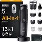 Braun Recortador Tudo em Um Série 5 AIO5565, Kit de Estilo 13em1 Para Barba, Cabelo, Orelhas, Nariz e Corpo, 120 Min, Aparador de Cabelo para Homem com Lâmina Ultra Afiada, Corte Preciso e Eficiente | Kit de Styling 13 em 1 para barba