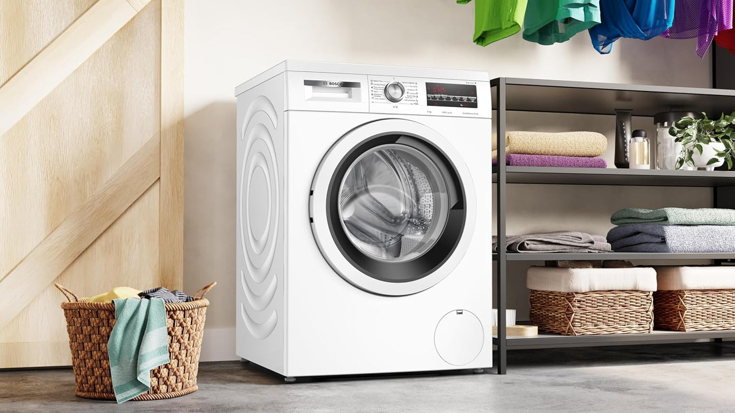 Bosch Máquina de lavar roupa, instalação livre, 8 kg, série 6, EcoSilence, branco, WUU28T63ES | Cuide das suas roupas e da sua casa com o motor EcoSilence para uma lavagem discreta e eficiente. [Classe energética A]