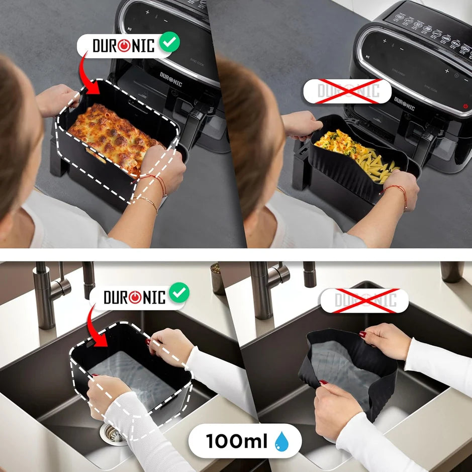 Pack de 2 Formas de Silicone Reutilizáveis para Air Fryer Duronic AFL1 – Antiaderentes