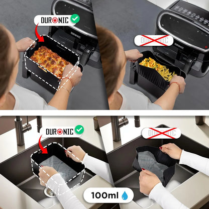 Pack de 2 Formas de Silicone Reutilizáveis para Air Fryer Duronic AFL1 – Antiaderentes