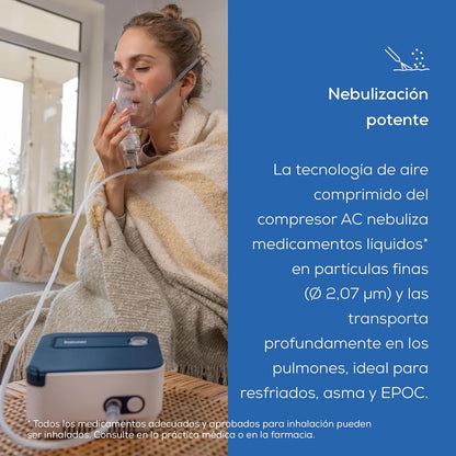 Beurer IH 16 Inalador com tecnologia de ar comprimido com compressor, nebulador, design compacto, para tratamento das vias respiratórias, adequado para adultos e crianças, limpeza simples
