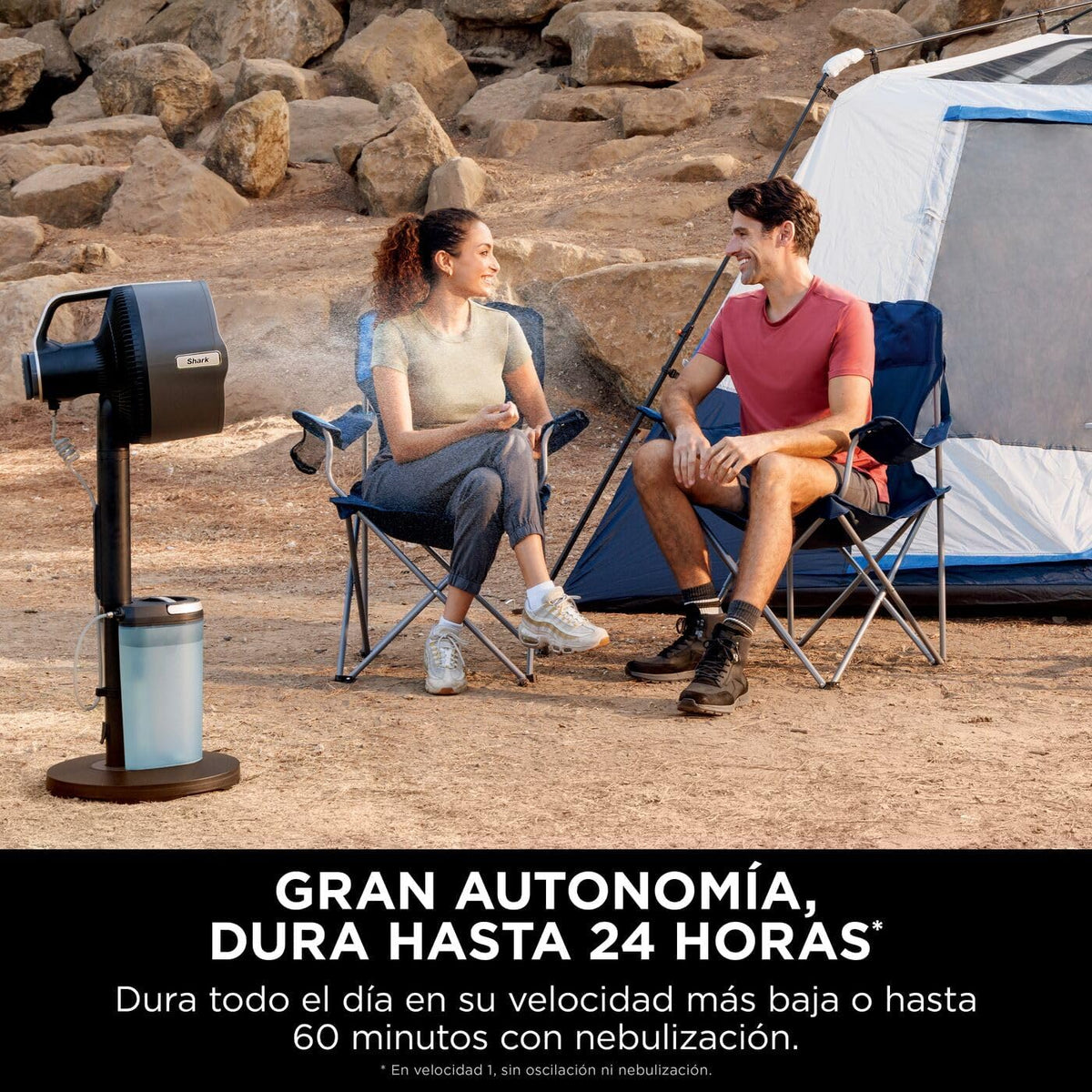 Shark FlexBreeze Pro Mist Ventoinha sem cabo, cinzento carbono, FA300EU | Interior e exterior, com decalque, depósito portátil, alcance de 20 m, pedestal ou mesa, 5 velocidades, controlo remoto