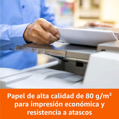Amazon Basics Papel multiusos para impressora A4 80 g/m², 2500 Unidades, 5 Pacotes de 500, Branco