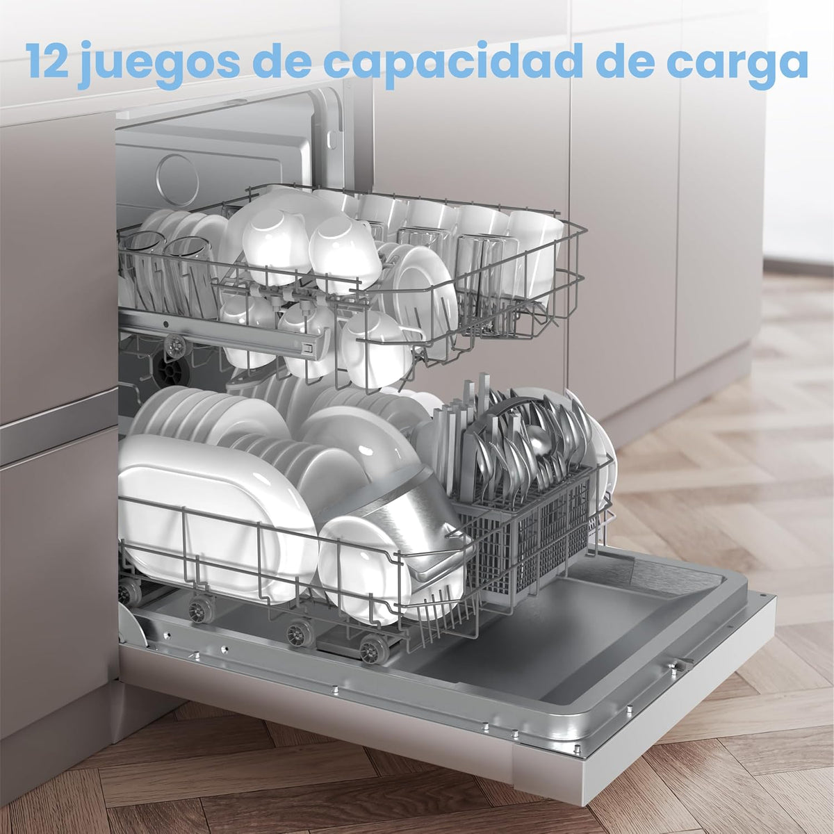 COMFEE' CDWPF1201PW-WE-EU Lavavajillas Independiente,12 Cubiertos, 60cm [Classe energética E]