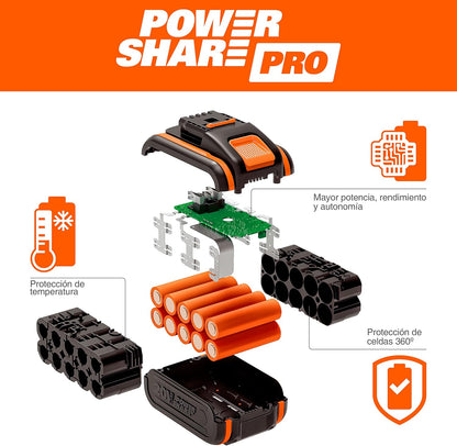 WORX WG543E.9 Soprador de folhas 20 V nitro, super leve 1,7 kgh