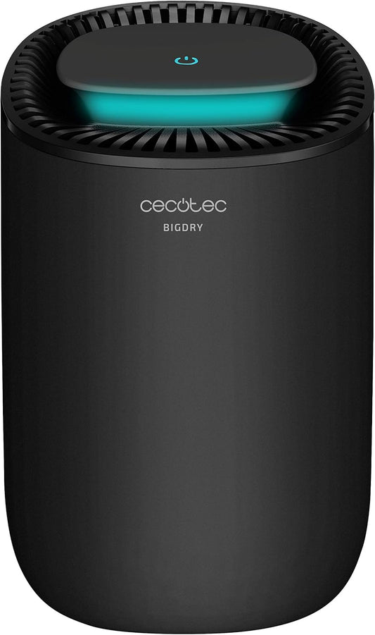 Cecotec Deshumidificador elétrico silencioso BigDry 2000 Light Black. 23W, baixo consumo, 300 ml/dia, depósito removível de 0,6 litros, cobertura até 15 m2, preto