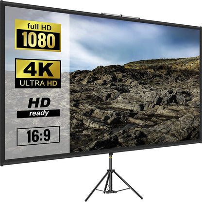 VEVOR Pantalla para Proyector 100" 16:9 4K HD con Trípode Altura Ajustable 200-250 cm Portátil 227x127 cm para Cine en Casa Presentación, Negro