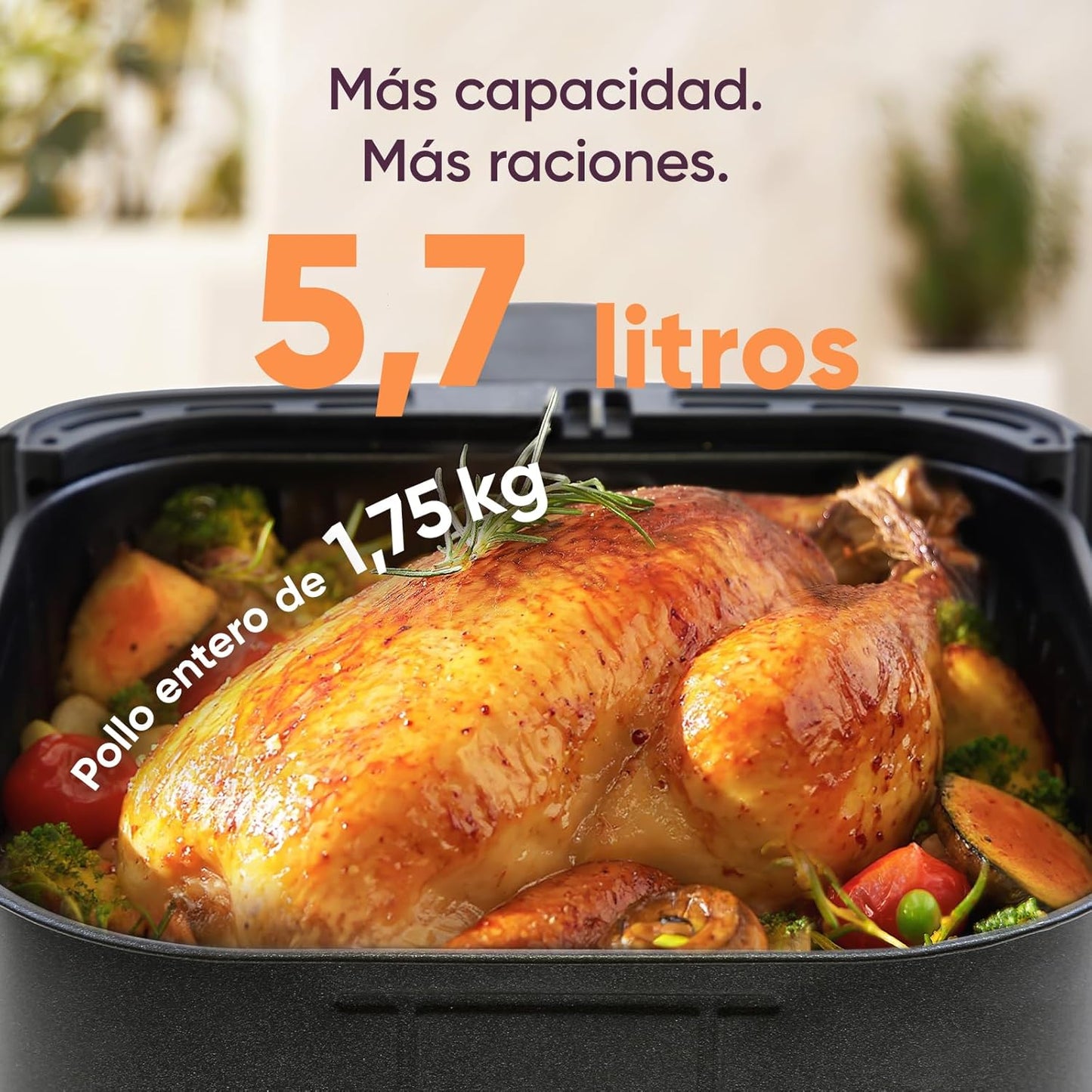Cosori Fritadeira de Ar 5,5L Interior Metálico Real, Fritadeira de Ar Design Antioxidante, Tecnologia de Aquecimento