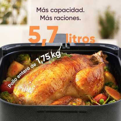 Cosori Fritadeira de Ar 5,5L Interior Metálico Real, Fritadeira de Ar Design Antioxidante, Tecnologia de Aquecimento