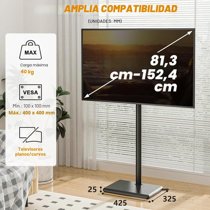 TVON Suporte de chão para TV para televisores de 32 a 60 polegadas suporte de TV