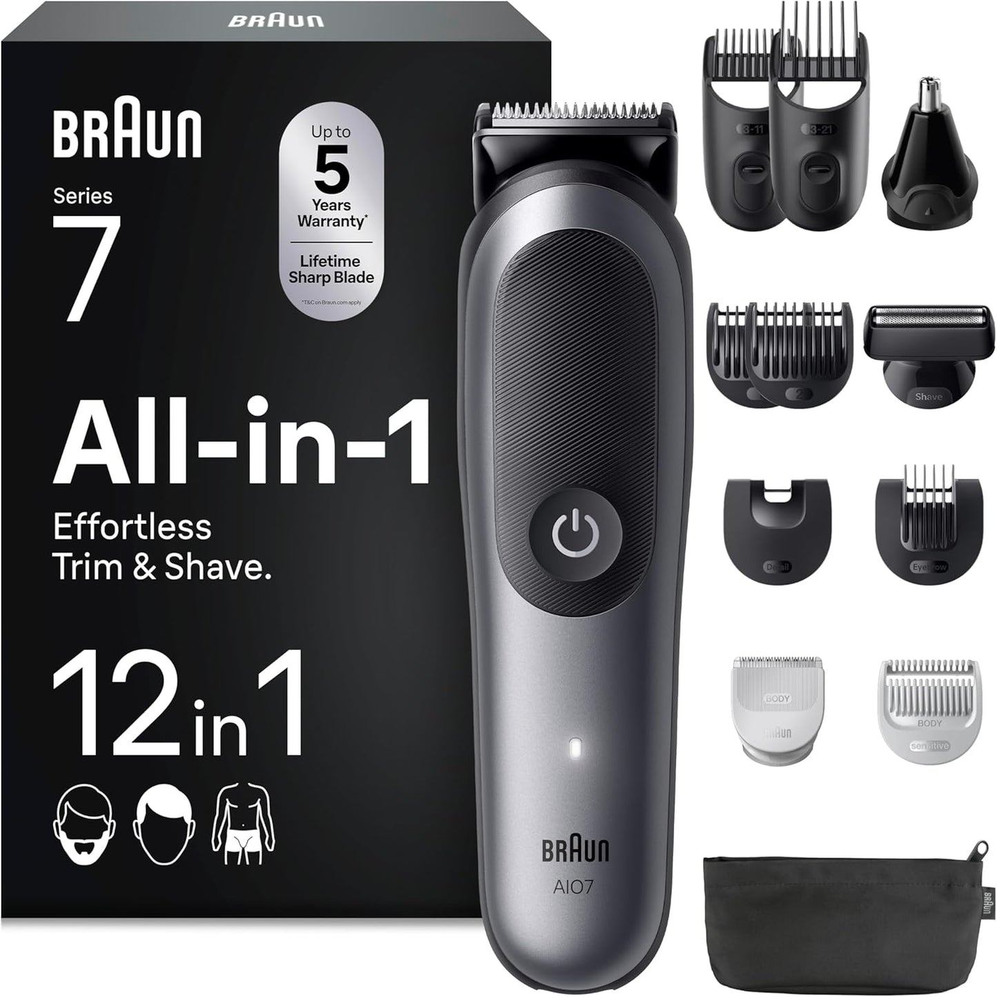 Braun Recortadora Todo En Uno Series 7 AIO7545, Kit de Estilo 12em1