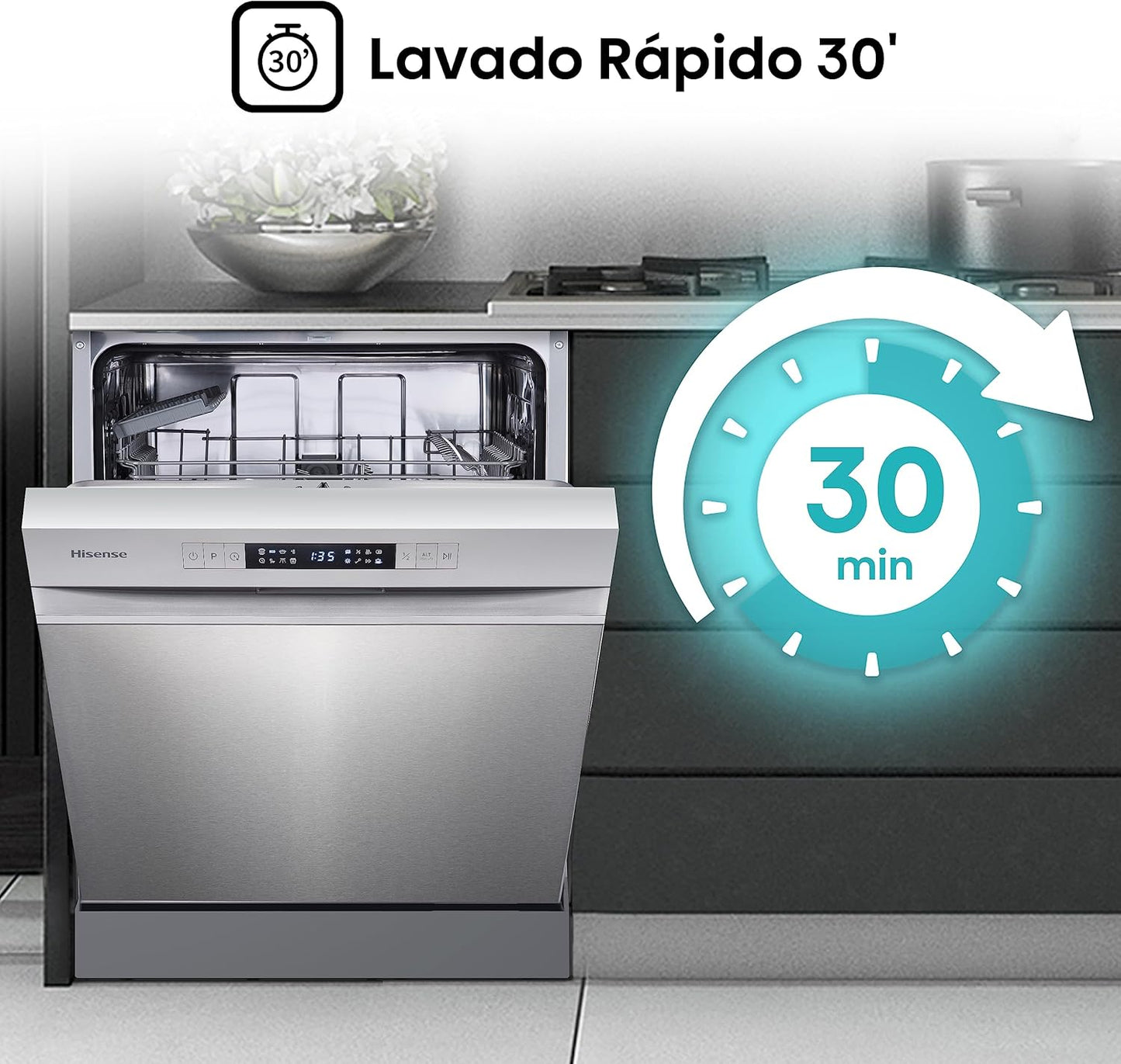 Hisense HS622E10X - Máquina de lavar louça, capacidade para 13 serviços, 60 cmHisense HS622E10X - Máquina de lavar louça, capacidade para 13 serviços, 60 cm