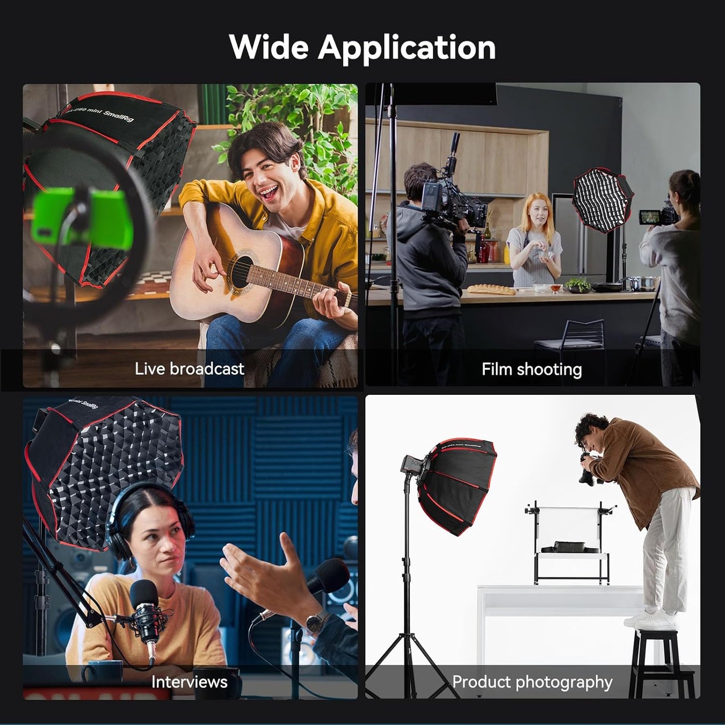 SMALLRIG RA-D60 Softbox Parabólico, Softbox de libertação rápida de 23,6" com bolsa de transporte, compatível com luz de vídeo SMALLRIG RC 60B COB - 4682