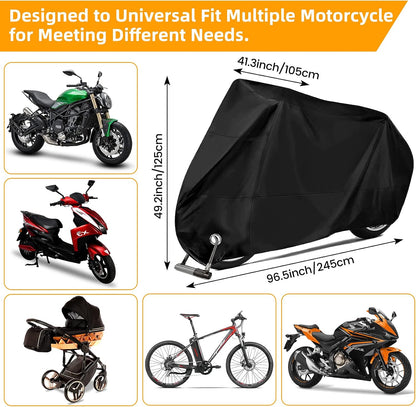 Capa para Moto, XXL Impermeável para Motocicleta Outdoor&Indoor em Poliéster, Capa para Scooter e Bicicletas, Proteção Anti-Pó/UV, Lona para Interior e Exterior com Orifícios de Bloqueio