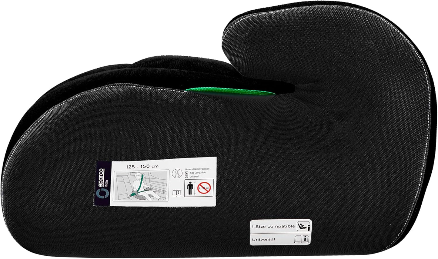 Sparco Elevador infantil de assento de carro preto i-Size para meninos e meninas.
