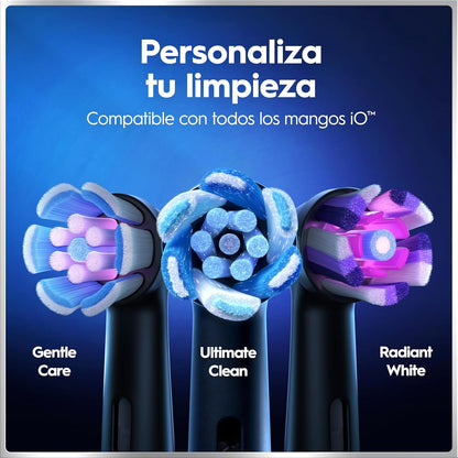 Oral-B iO 6 Escova de dentes elétrica preta com cabo recarregável, 3 cabeças, 1 estojo de viagem, 5 modos de escovar com branqueamento dental