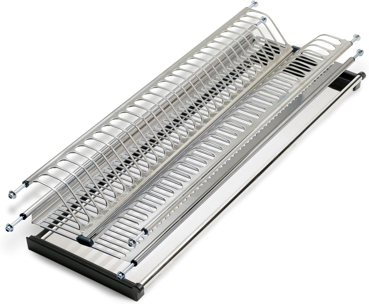 EMUCA - Escorredor de pratos para módulos altos Drynox, escorredor de pratos e copos para móveis de cozinha, largura interna do módulo 635-685 mm, aço, cromado
