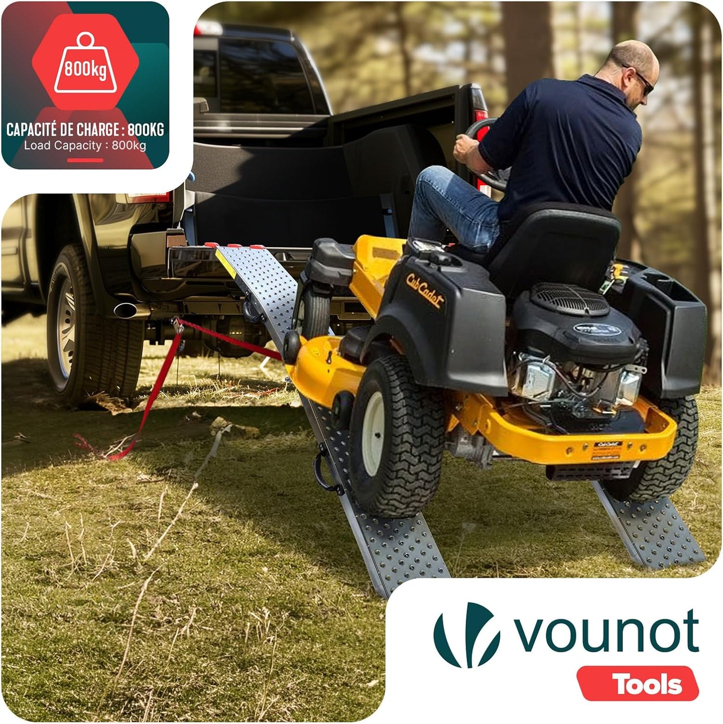 VOUNOT® Rampa de Carga Dobrável 400 kg Máx. de Capacidade, Rampa de Acesso com Trilho