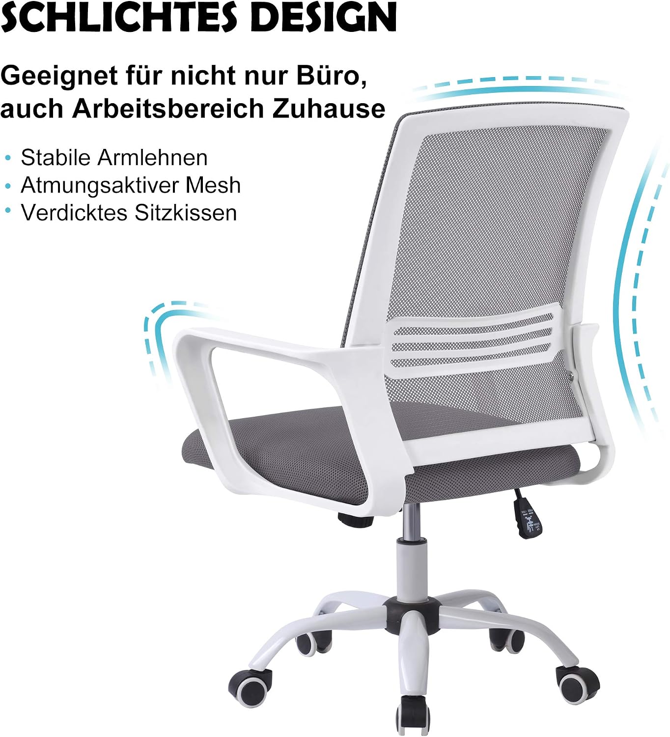 Cadeira de escritório ergonómica com altura regulável, com função de balanço