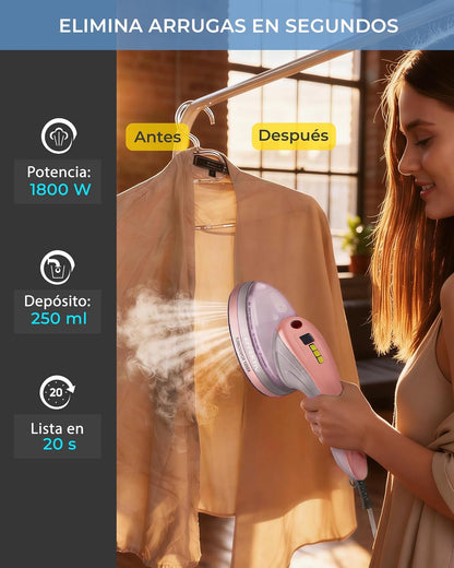 EFFEKTIV Ferro a Vapor Vertical 1800W com Bomba Integrada – Ferro de Roupa 3 em 1 com Escova de Vapor e Centro de Planchado Compacto – Vapor 1,8 Bar – Reservatório 250 ml – Cabo 3 m –