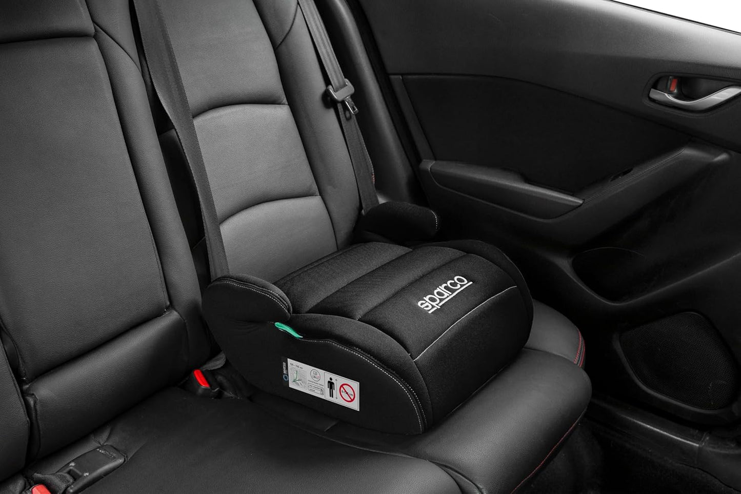 Sparco Elevador infantil de assento de carro preto i-Size para meninos e meninas.
