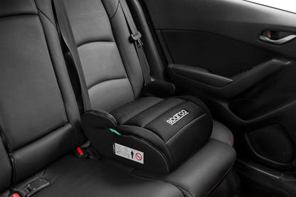 Sparco Elevador infantil de assento de carro preto i-Size para meninos e meninas.
