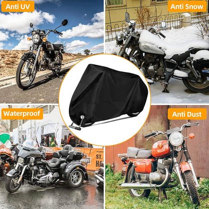 Capa para Moto, XXL Impermeável para Motocicleta Outdoor&Indoor em Poliéster, Capa para Scooter e Bicicletas, Proteção Anti-Pó/UV, Lona para Interior e Exterior com Orifícios de Bloqueio