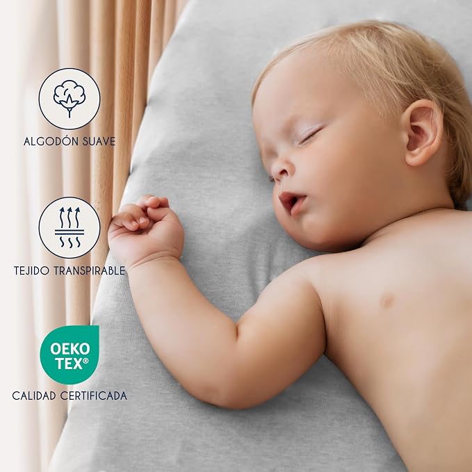 Dreamzie Lençol de baixo de algodão, com elástico | Elástico · Com borracha em todo o contorno · Certificado Oeko-Tex
