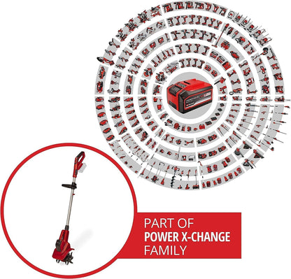 Einhell Motoazada com bateria, 18 V, Íons de Lítio, regulação de Velocidade, Lâmina escarificadora, Aderência Adicional, sem bateria nem Carregador, Cor Vermelho/Preto PXC(SEMINOVO)