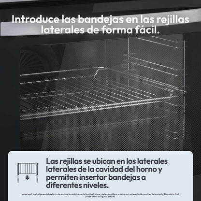 Candy FIDCP X625 L, Forno Multifuncional, 70L, Bandeja e Grade, Limpeza Aquactiva, Convecção + Ventilador radial, 8 Funções, Display Timer Touch, Comandos Push&Pull, Porta 2 Vidros, Inox e Preto [Classe energética A+]