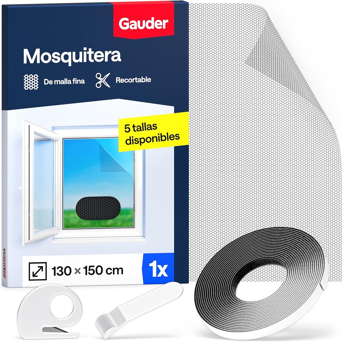 GAUDER Rede mosquiteira para janela, rede anti-insetos com fecho de gancho e laço,