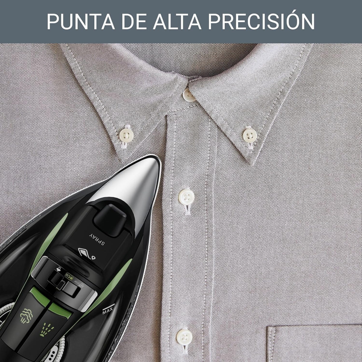 Rowenta Intelligence Force, Plancha de vapor, Golpe de vapor 190 g/min Potencia de 2700W, Suela Microsteam 400 HD 3D,